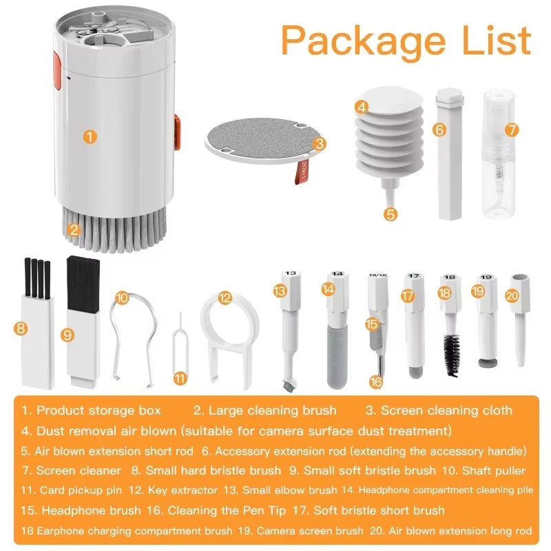 Kit Pulizia Tech 20-in-1 – Schermi, Tastiere, Cuffie e AirPods