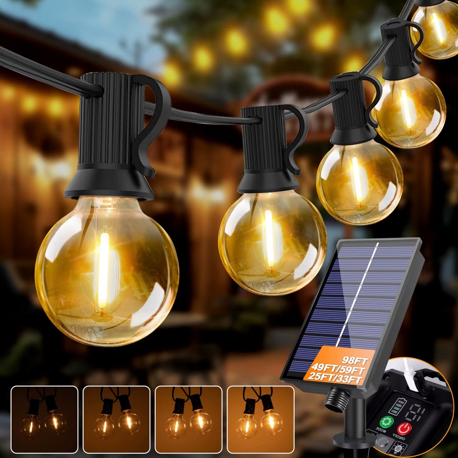 Luci Solari a Globo per Giardino – 25 Lampadine, Zero Prese