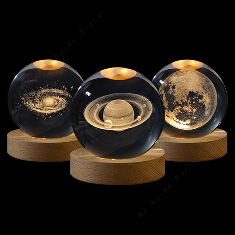 Sfera Galassia 3D – Lampada da Comodino Effetto Cristallo